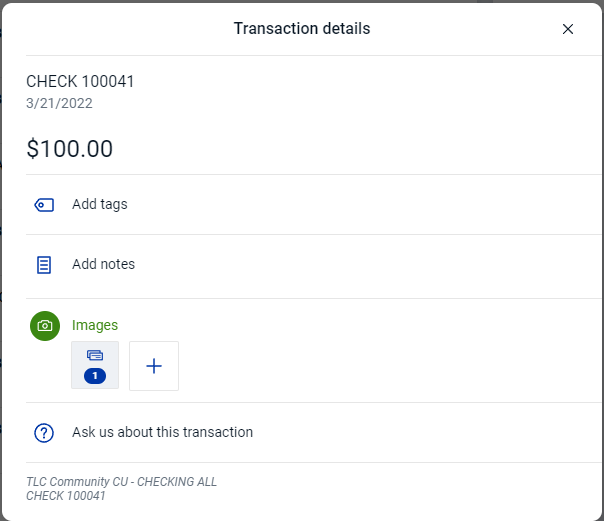 View Check in Transaction Details