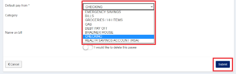 Dropdown accounts