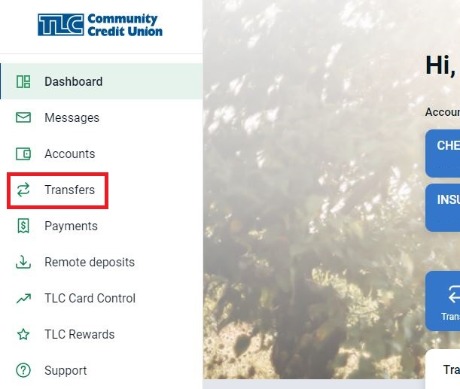 Transfers in menu