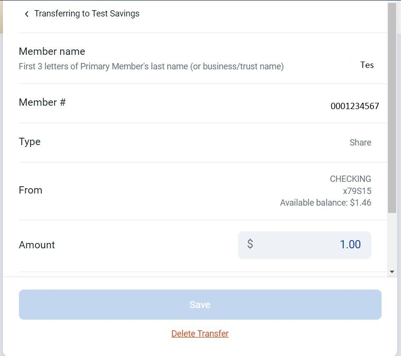 edit/delete Member to member transfer